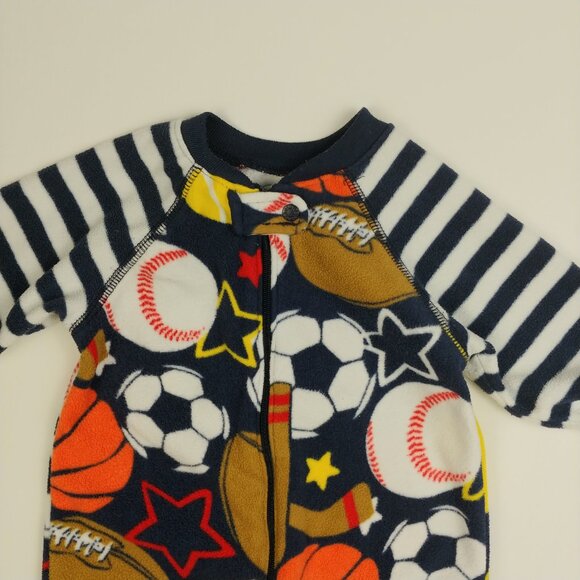 The Children's Place Ball Game Sports Pajama Fleece Footie 3-6 Months - Picture 2 of 11